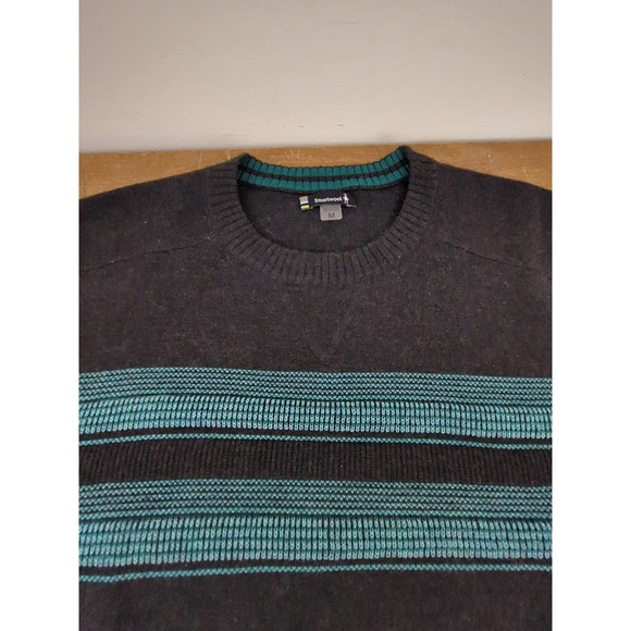 Smartwool Sweater Mens Sz M Black Merino Wool Blend Crewneck Pullover Knit - Picture 2 of 4